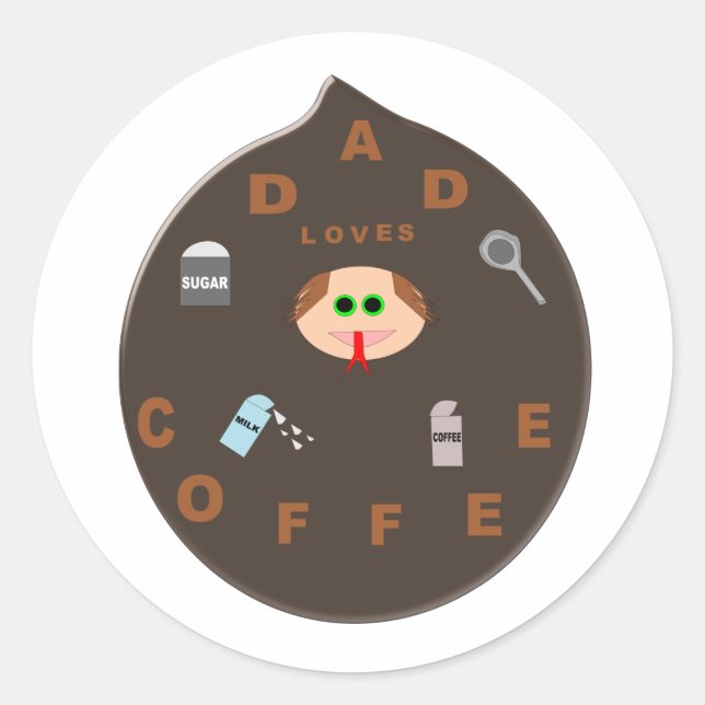 Funny Vater Monster Lieben Kaffeekleber Runder Aufkleber (Vorderseite)