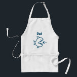 Funny Vater Shark White Blue Koch Schürze<br><div class="desc">Funny Vater Shark White Blue Koch Erwachsene Schürze Vater kann jetzt Mama und Kinder mit dieser trendigen Hai Design Schürze! Entwickelt mit Daddy Hai jagen kleinere Fische zentriert auf der Vorderseite der Schürze mit Kindername in marineblauer Typografie. KLICKEN SIE AUF DIE OPTION VORLAGE PERSONALISIEREN, UND GEBEN SIE DEN NAMEN EIN,...</div>