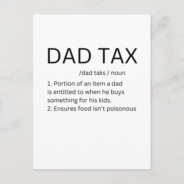 Funny Vater Tax Postkarte (Vorderseite)
