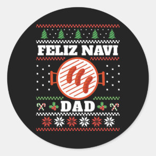 Funny Vater Weihnachten Grillen Feliz Navi Vater U Runder Aufkleber