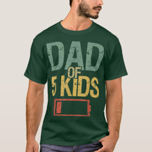 Funny Vatertag müde Vater von 5 Kids Low Battery T-Shirt