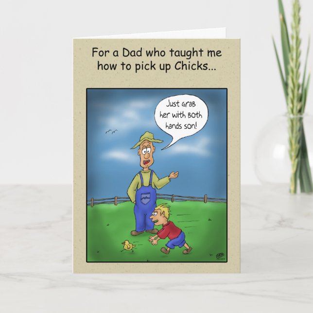 Funny Vathers Day Cards: Hühner abholen Karte (Vorderseite)