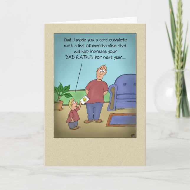 Funny Vathers Day Cards: Vater Rating Cartoon Karte (Vorderseite)