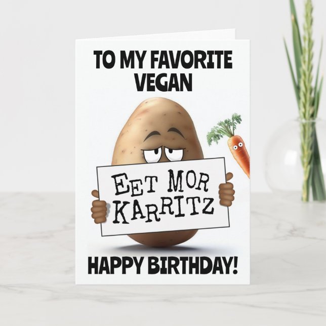 Funny Vegan Birthday Card Karte (Vorderseite)