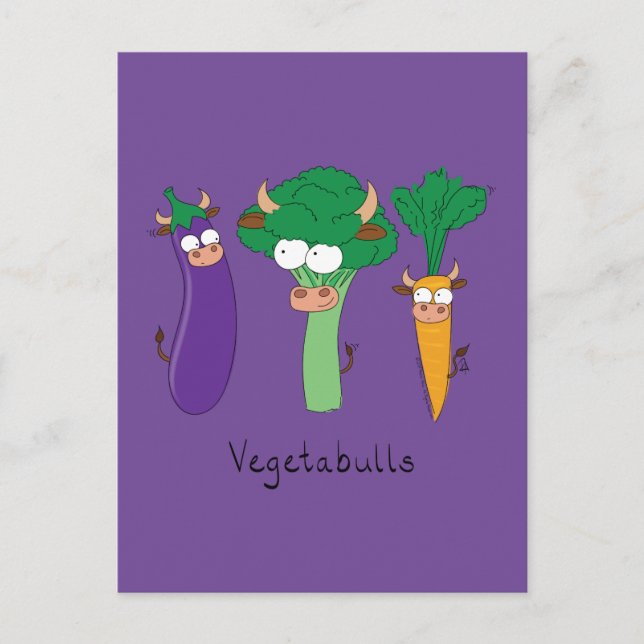 Funny Vegetables Niedlicher Cartoon Kinder Postkarte (Vorderseite)