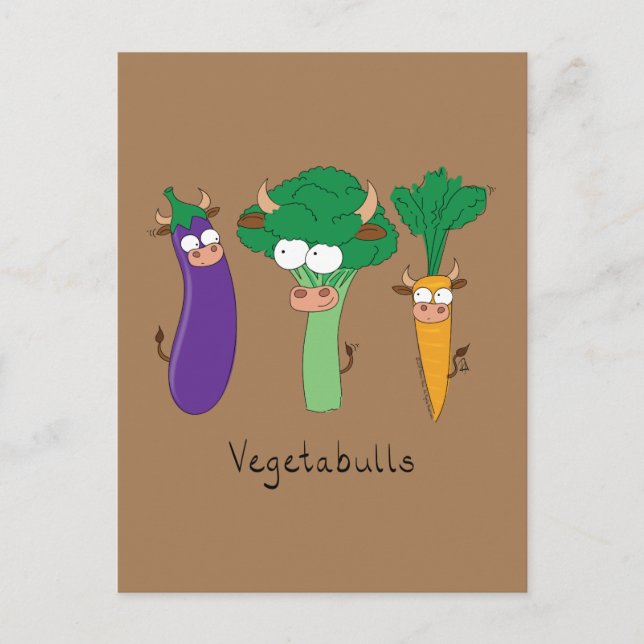 Funny Vegetables Niedlicher Cartoon Kinder Postkarte (Vorderseite)