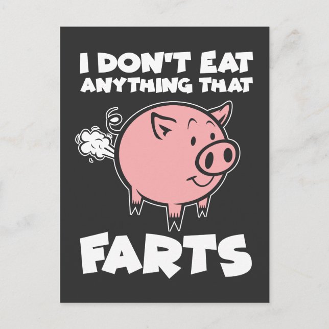 Funny Vegetarian Vegan Animal Lover Pub Pig Furz Postkarte (Vorderseite)