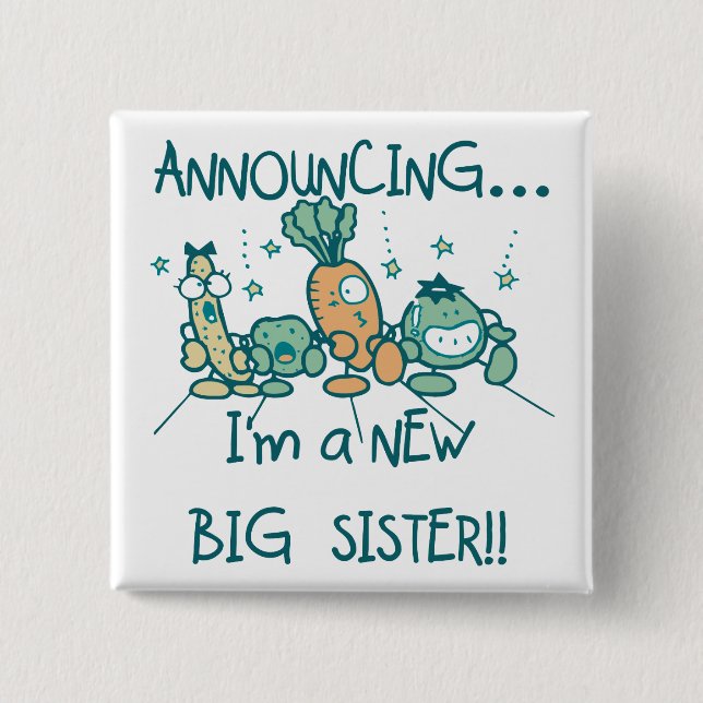 Funny Veggies New Big Sister Button (Vorderseite)