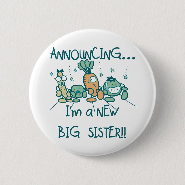 Funny Veggies New Big Sister Button (Vorderseite)