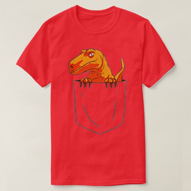 Funny Velociraptor Raptor in Pocket Dinosaur am Uf T-Shirt (Design vorne)