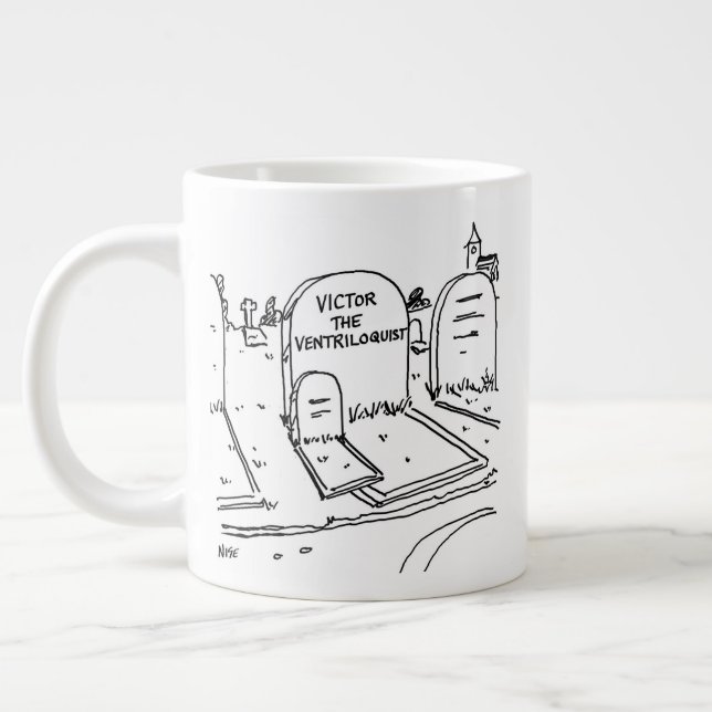 Funny Ventriloquism Gag. Ventriloquist Jumbo-Tasse (Links)