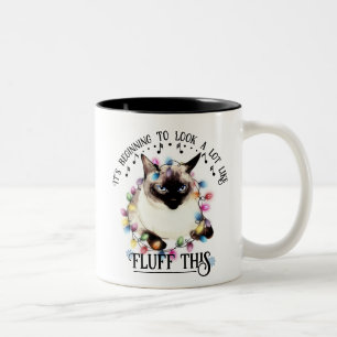 Funny, verärgerte Katze, Fluff, Weihnachtsfeiertag Zweifarbige Tasse