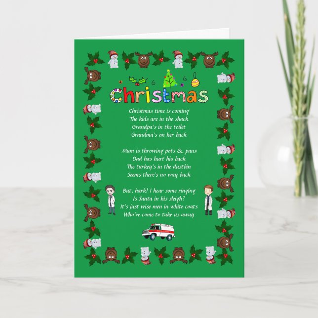 Funny Verse Christmas Feiertagskarte (Vorderseite)