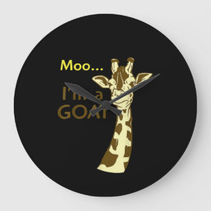 Funny verwirrt Giraffe Moo Ich bin eine Ziege Große Wanduhr