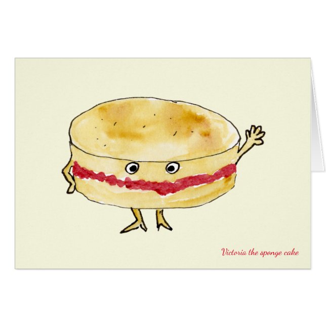 Funny Victoria Sponge Cake Quirky Cartoon Humour (Devant horizontal)