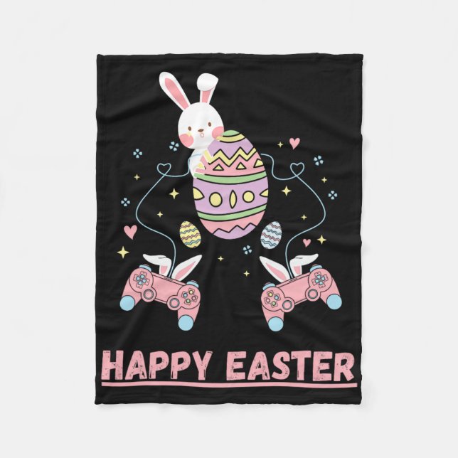 Funny Video Game Easter Bunny Gaming Controller Ga Fleecedecke (Vorderseite)