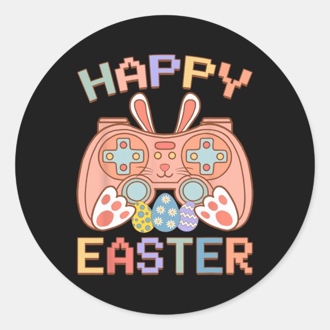 Funny Video Game Easter Bunny Gaming Controller Ga Runder Aufkleber (Vorderseite)