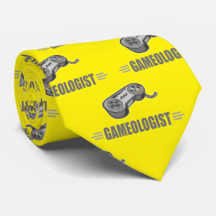 Funny Video Gamer Gameologe Controller Gelb Krawatte