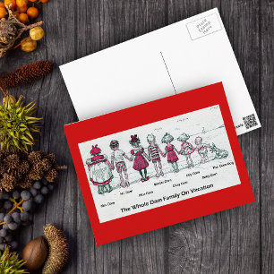 Funny Viktorianisch Family Beach Urlaub Postkarte