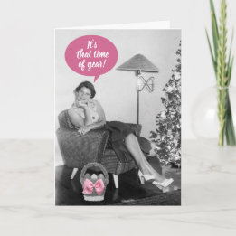 Funny Vintag 50's Lady Oaster Card Karte