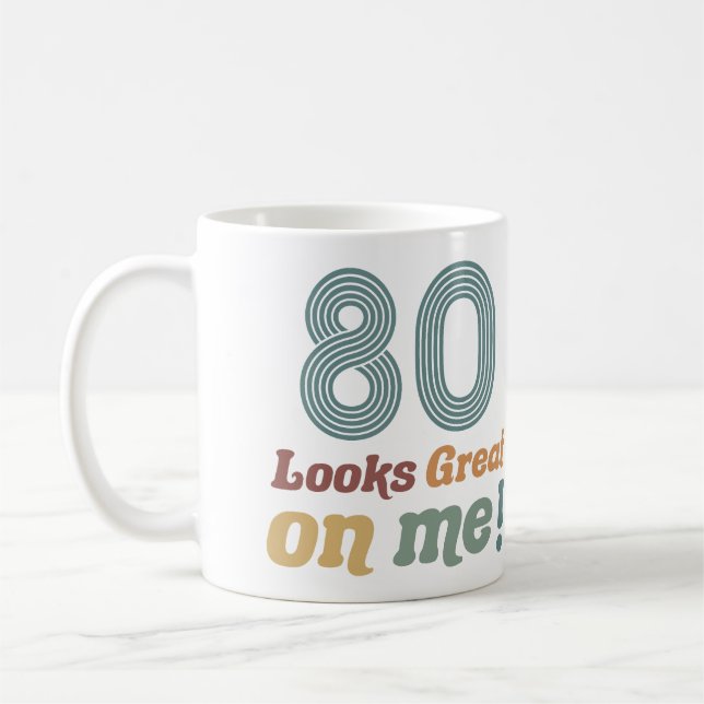 Funny Vintag 80. Geburtstag Kaffeetasse (Links)