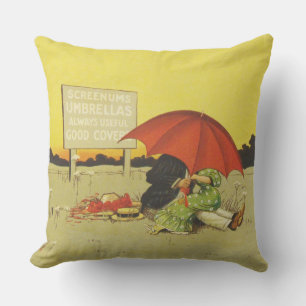 Funny Vintag Beach Regenschirm Liebhaber Kissen