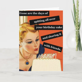 Funny Vintag Birthday Card bläst Kerzen aus Karte