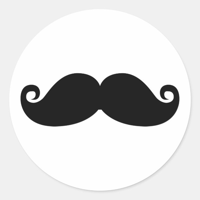 Funny Vintag Black Mustache Runder Aufkleber (Vorderseite)