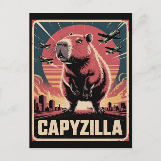Funny Vintag Capybara Lover Riesenrodent Postkarte (Vorderseite)