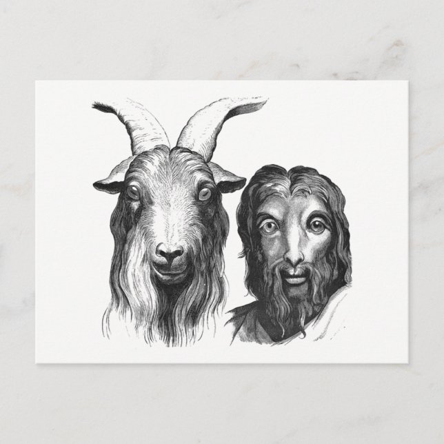 Funny Vintag Cartoon Man Goat Likeness Friendship Postkarte (Vorderseite)