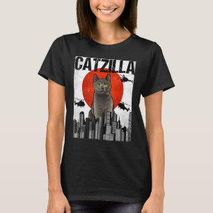 Funny Vintag Catzilla Chartreux Cat T-Shirt