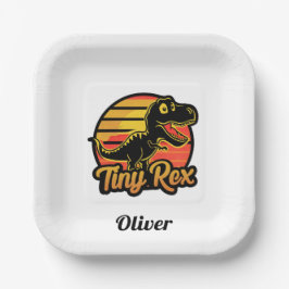 Funny Vintag Dinosaurier Trex bei Sunset Tiny Rex Pappteller