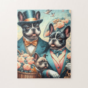 Funny Vintag French Bulldog Painting