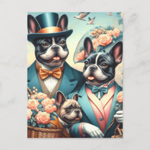 Funny Vintag French Bulldog Painting Postkarte