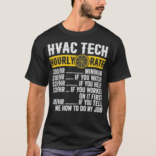 Funny Vintag HVAC Techniker Bekleidung Stundensatz T-Shirt (Vorderseite)
