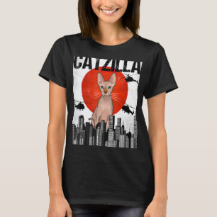 Funny Vintag Japanisch Catzilla Sphynx Cat T-Shirt