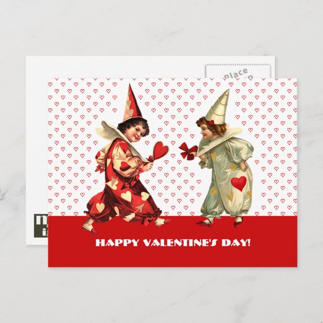 Funny Vintag Kids Valentine's Day Postkarten (Vorne/Hinten)