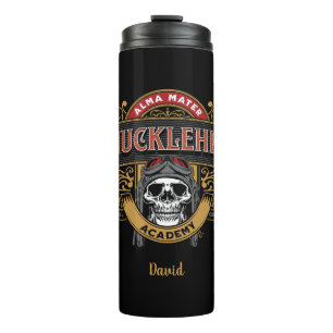 Funny Vintag Knucklehead Academy Skull Thermosbecher