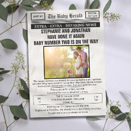 Funny Vintag Newspaper Foto 2. Baby Sprinkle Einladung