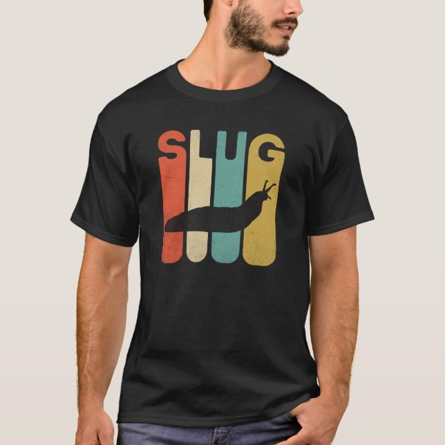 Funny Vintag Retro Slug Schwarzer T - Shirt (Vorderseite)