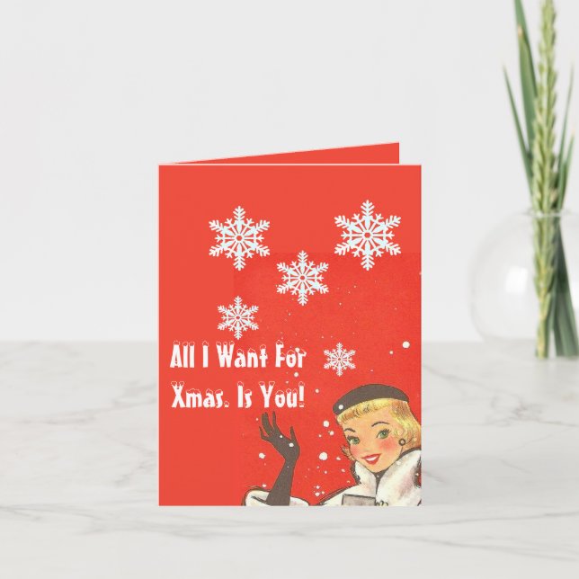 Funny Vintag Retro Xmas. Einladung (Vorderseite)
