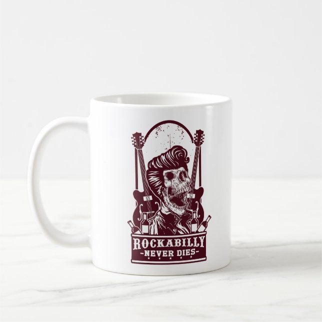 Funny Vintag Rockabilly Skeleton Kaffeetasse (Links)
