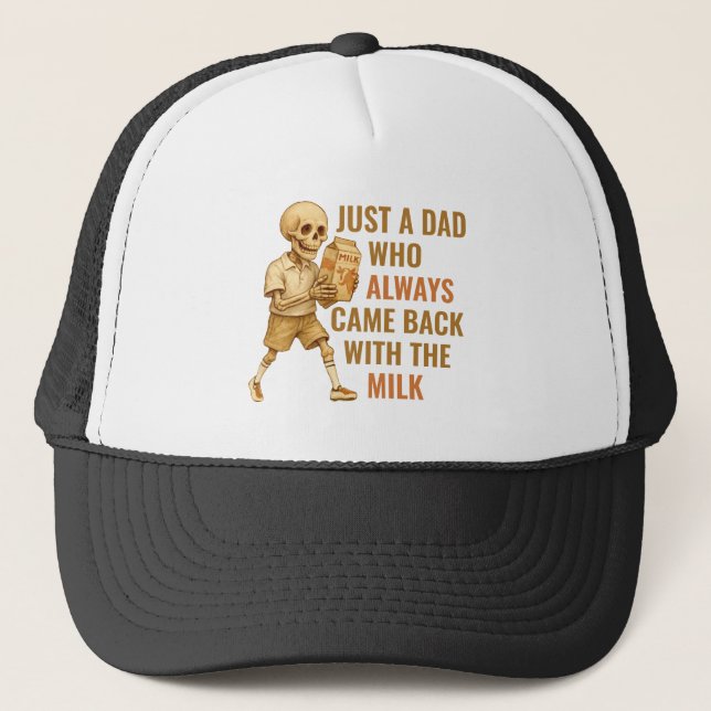 Funny Vintag Skeleton Vater Milk Joke Truckerkappe (Vorderseite)