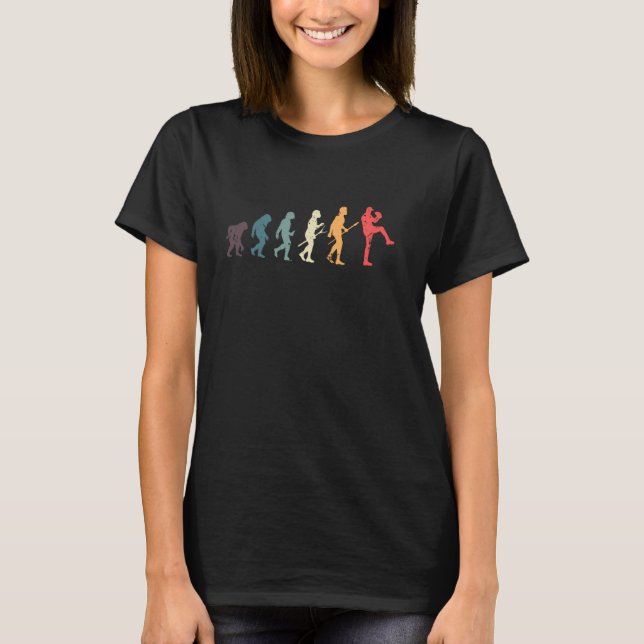 Funny Vintag Softball Pitcher Baseball Evolution T-Shirt (Vorderseite)