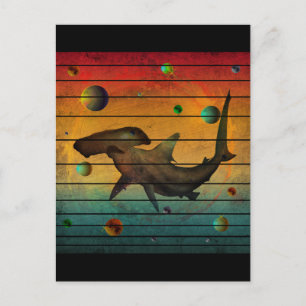 Funny Vintag Space Shark Postkarte