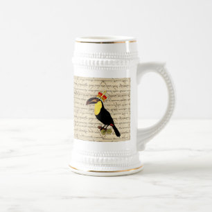 Funny Vintag Toucan & Crown Bierglas