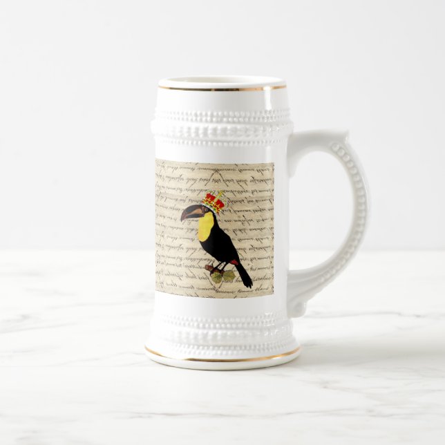 Funny Vintag Toucan & Crown Bierglas (Rechts)