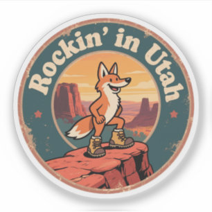Funny Vintag Utah Coyote Wanderstiefel Retro Aufkleber