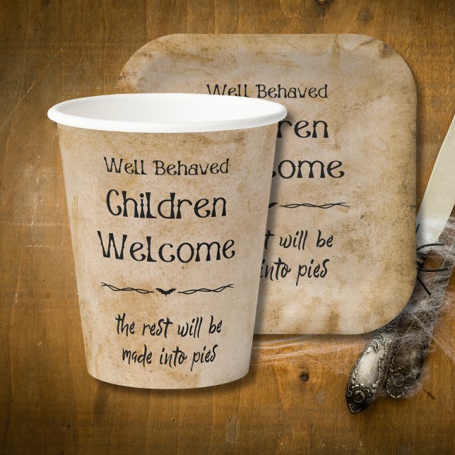 Funny Vintag Welcome Children Halloween-Party Pappbecher (Von Creator hochgeladen)