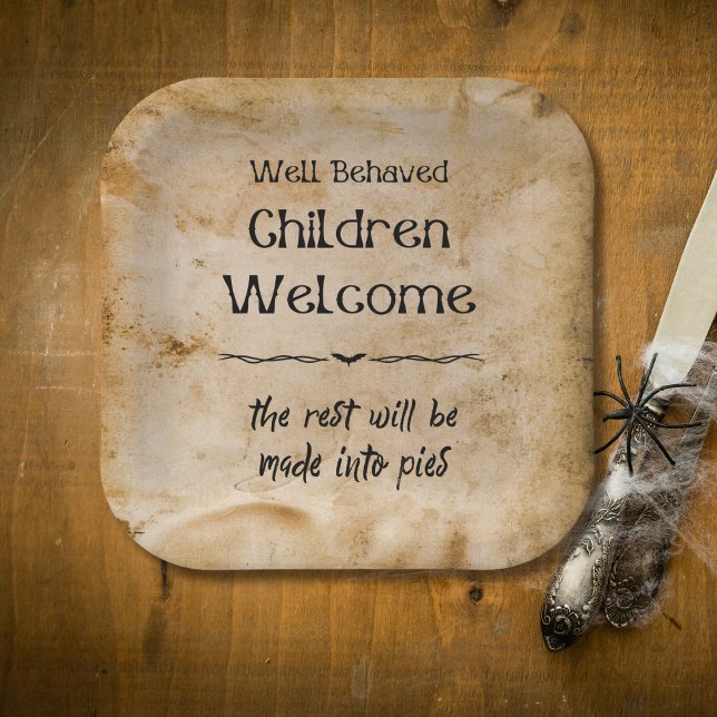 Funny Vintag Welcome Children Halloween-Party Pappteller (Von Creator hochgeladen)